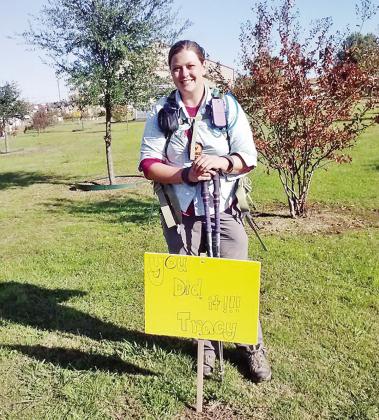 COURTESY PHOTO DeKalb native Tracy Rumsey was the first to complete the entire 130-mile trek of the Northeast Texas Trail, completing the feat in November of 2013. Rumsey hiked from Farmersville to the Trail Head Park in New Boston. With the new funds, the trail can be completed, opening the way