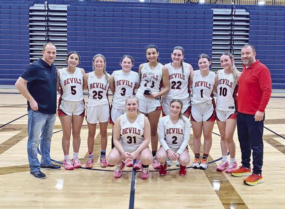 The Chapel Hill Lady Devils came out on top in the second annual Regan Stiles Invitational Tournament, held over the weekend in Longview at Pine Tree High School. The Lady Devils defeated Jacksonville, 46-44; Alba-Golden, 48-29; Beckville, 53-10; Chireno in the semifinals, 51-45; then won over Jacksonville in the title game, 40-30. Mackenzie Espinosa was named tournament MVP. The Lady Devils have won six straight games going into their matchup this past Tuesday at Lindale. COURTESY PHOTO