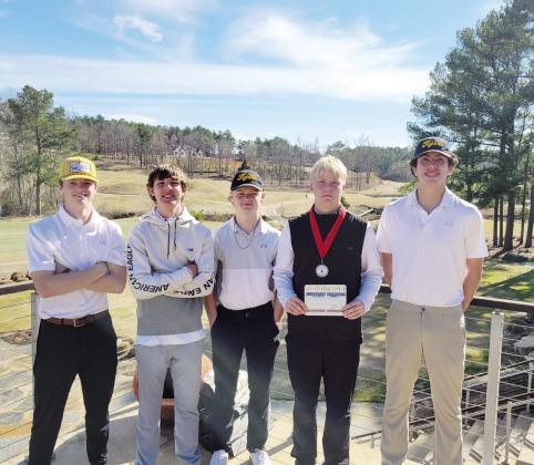 The Tiger Varsity golf team competed Wednesday, Feb. 14 in the Sabine Invitational at Tempest Golf Club in Gladewater, bringing home third place as a team. Sophomore, Jacob Baker, was the tournament champion, earning first place with a score of 69. Sophomore Brandon Carter shot an 81, with seniors Braiden Merryman and Owen Green shooting an 85 and 88 respectively. And sophomore Alessandro Greco rounded out scoring with a 104. MPHS golf is coached by Benny Blaser.