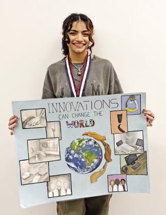 MPHS senior, Tisha Patel, with her state advancing Medical Art Poster COURTESY PHOTO