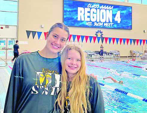 MPHS Tiger Swim regional competitors Sophie Greco (left) and Emelia Ethridge