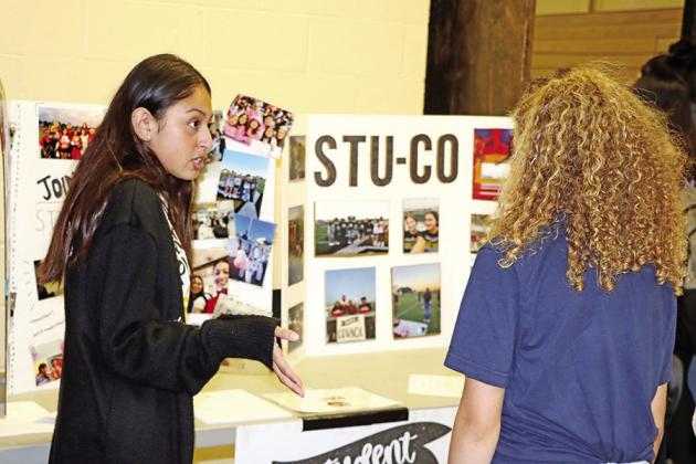 MPHS senior, Angelina Hernandez, speaks to a potential new member of Student Council
