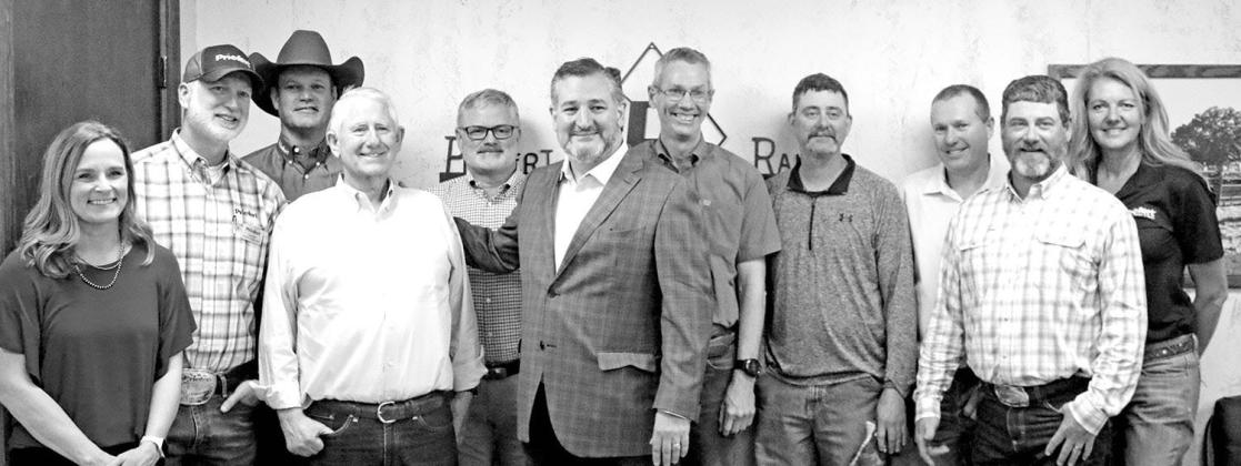 Sen. Cruz toured the Priefert Manufacturing facility in Mount Pleasant as well as M&amp;F Western Products in Sulphur Springs Tuesday afternoon. Sen. Cruz is pictured with a number of leaders from Priefert, including Bill Priefert. TRIBUNE PHOTO / QUINTEN BOYD
