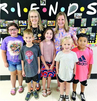 Teachers Michelle Moore and Nikki Thomas are pictured with Academic Rodeo competitorsLiliana Yepez, Brayson O’Neal, Lyla Martinez, Everly Amerson, Xavier Perez.