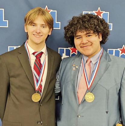 Eli Rider and Anthony Orellana with their UIL State quarterfinal medals