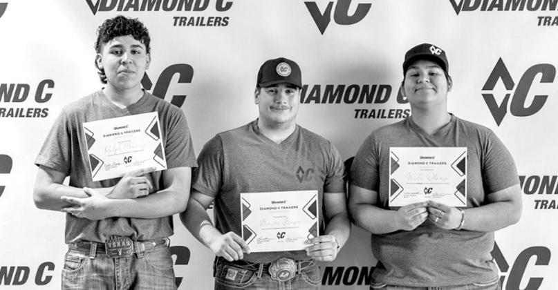 Mount Pleasant seniors Ralph Chavez, Brazos Brown and Victor Olvera graduated from Diamond C Trailers’ Next Generation Welder program recently. The trio worked along experienced welders and department heads and gained hands-on experience and completed a trailer from scratch. COURTESY PHOTO