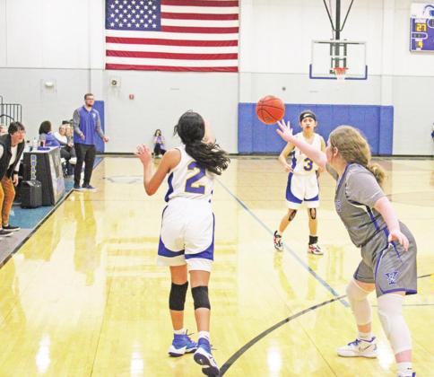 Alexa Arzate (#2), Bianca Aguillon (#3) and the Harts Bluff Lady Bulldogs will be a part of District 16-2A in basketball next season -- the school’s first UIL basketball district.