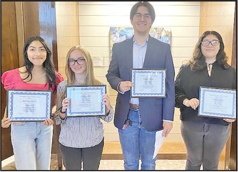 2023 Student Winners of the Northeast Texas Poetry Contest, First through Fourth, Michelle Calderon, Maddy Smith, Morgan Thrapp, and Odalys Adame. COURTESY PHOTO
