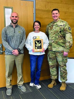 Pictured, left to right, MPHS Principal Craig Bailey, MPHS counselor Mandy Jones and Sergeant First Class Valdez COURTESY PHOTO