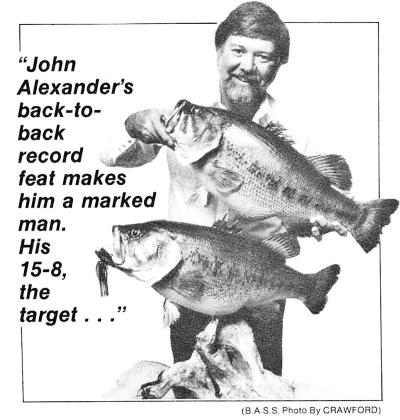 ohn Alexander boated back-to-back state records in 1981 from Lake Echo, a private lake near Canton. The first was a 14.2 pounder in January, followed by a 15.5 pounder in February. Both have since been bumped from the Texas Top 50 list. (Bassmaster Photo)