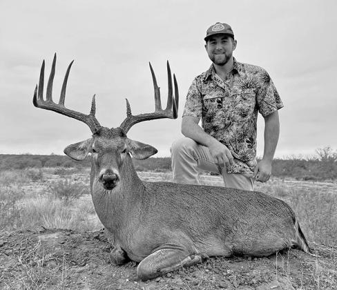 Dimmit County hunter Riley Todd says he had been watching this 7 1/2-year-old typical for three seasons. Despite a severe drought in South Texas, the free-ranging 12 pointer still managed to grow a remarkable set of antlers. COURTESY PHOTO / TEXASBUCKREGISTRY.COM