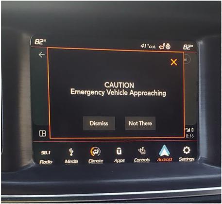 Several ambulances of the TRMC EMS fleet will soon utilize HAAS Alert’s Safety Cloud to inform drivers of nearby emergency vehicles via messages delivered to smartphones and vehicle infotainment consoles, as demonstrated above. COURTESY PHOTO