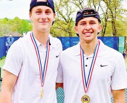 The Chapel Hill boys’ doubles team of Braden Buchanan and Vincent Rodriguez won the 3A Region II championship without dropping a set and will play at the UIL tennis tournament in San Antonio April 26-27. COURTESY PHOTO / CHAPEL HILL ISD