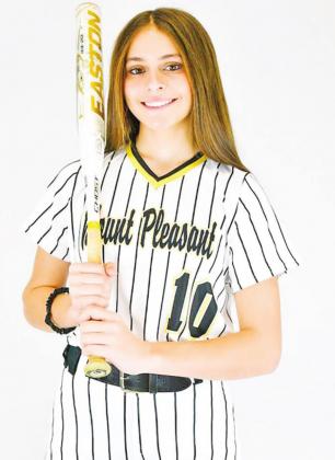 Mount Pleasant sophomore centerfielder Ella Cross was named 15-5A co-Offensive Player of the year. Cross led the Lady Tigers with 48 hits, 27 steals and 38 runs scored. She was also named academic all-district. COURTESY PHOTOS