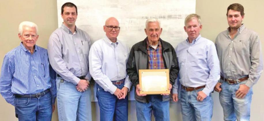 From left: Chairman Lanny Brenner, Pittsburg Bank President Jacob Butler, CEO and Director Brent Woodruff, Past Director Kenneth Smith, Senior Chairman Ken Pilgrim, and Director Lonnie Pilgrim. Taken at Pilgrim Bank Pittsburg.