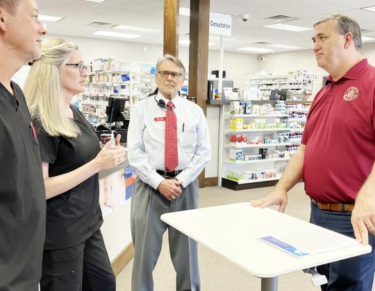 Moran talks insurance, visits Thurman’s Pharmacy