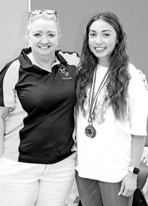 UIL State Spelling coach Gina Crouch (left) and Isabel Gonzales (right)