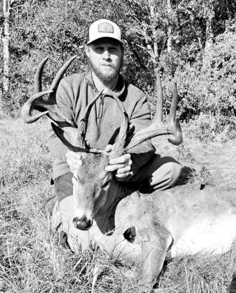 Graham Breeden of Terrell arrowed the heavy 11-pointer he called “Browser” while hunting from a ground blind on the family’s 1,100 cattle ranch in Kaufman County. The buck has been has been rough scored at 163 gross, according to the Boone and Crockett scoring system.