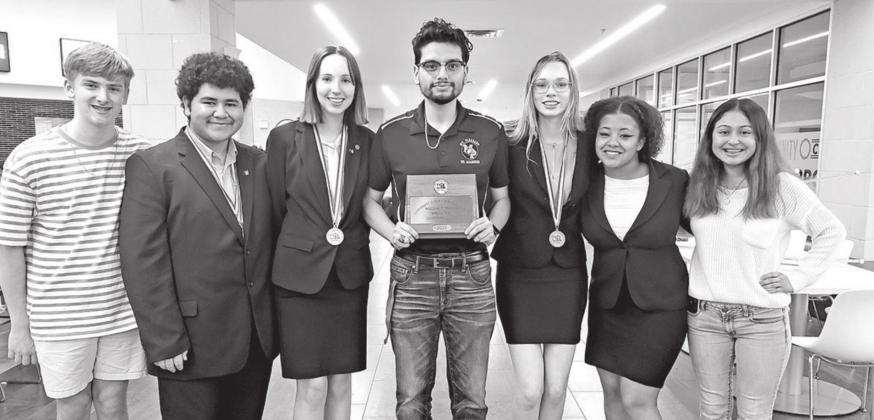 The MPHS Regional Speech team (L to R): Eli Rider, Anthony Orellana (state alternate), Connelly Cowan (state qualifier), coach Enrique Martinez, Taylor Hubbs (state qualifier), Madeline Tumey-Simmons, Angelina Hernandez COURTESY PHOTOS