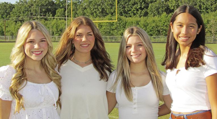COURTESY PHOTO Pictured left to right are: Vivian Hines, Anna Guest, Logan Huddleston, Selena Kelley. The Homecoming Ceremony will take place pre-game at 6:30. Rivercrest Homecoming is Friday, September 23.