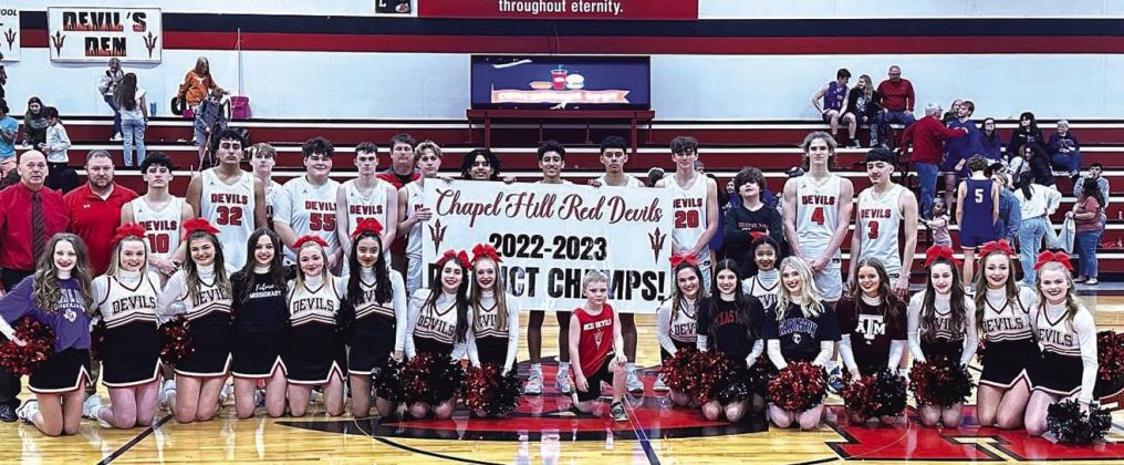 The Chapel Hill Red Devils completed an undefeated run through district play Tuesday with a 79-46 win over Quitman. Chapel Hill will open the playoffs against the winner of Friday’s district playoff between DeKalb and Redwater. PHOTO BY QUINTEN BOYD
