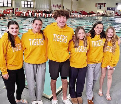 The 2023-2024 MPHS Tiger Swim team (L to R): Ava Fite, Sophie Greco, Alessandro Greco, Kate Ball, Joseline Hernandez, Emelia Ethridge COURTESY PHOTO