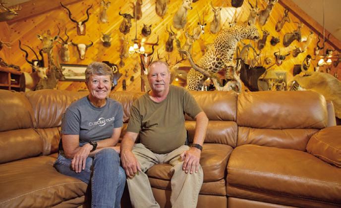 Joyce and Bill Wilson pictured in their professional hunting lodge on Circle WC Ranch in Northeast Texas which attracts customers from across the globe. This lodge would be flooded if the proposed Marvin Nichols Reservoir is allowed to be built. COURTESY PHOTO