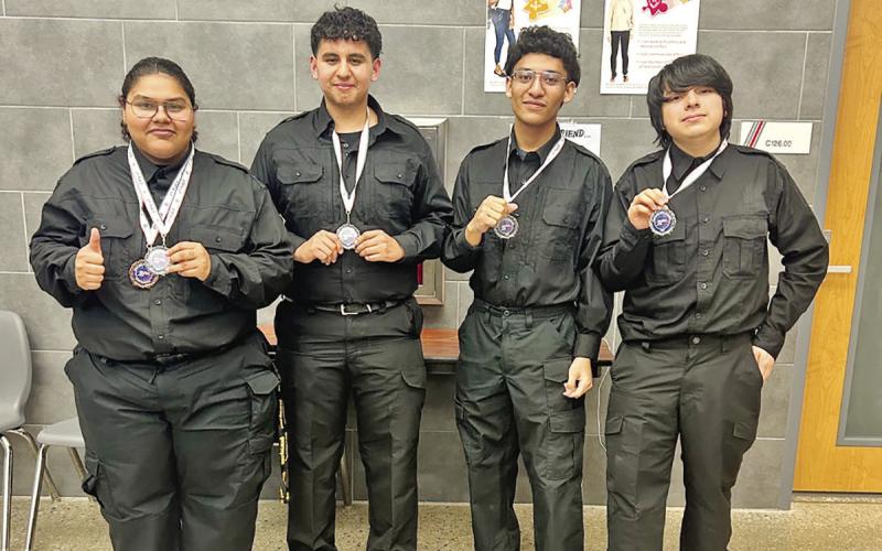 COURTESY PHOTOS SWAT team state qualifiers (L to R) Alondra Corredor, Erik Liera, Diego Flores, Zaid Perez (not pictured John David Freeman and Addison Heeren)