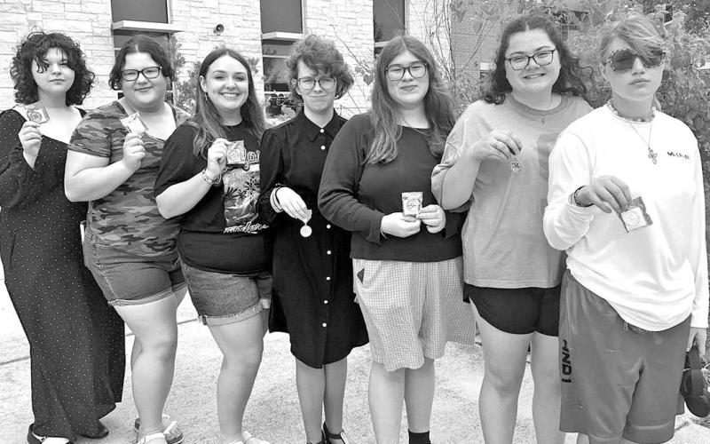 MPHS Choir UIL state medalists (L to R) Trista Madrid-Erwin, Danika Beckham, Kristina Tidwell, Sara Vanhoose, Bella Reyes, Alivia Newman, Emileigh Hobbs
