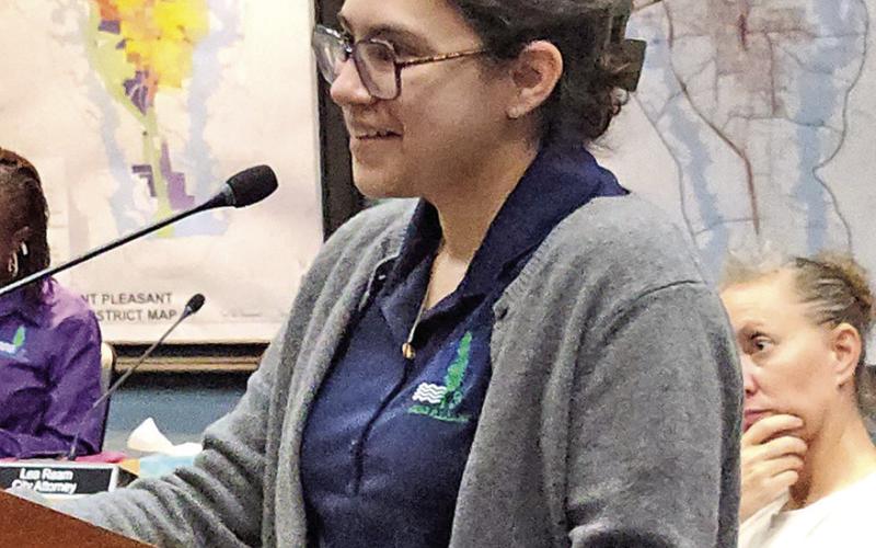 MP Library Director Lupe Herrera presents awarded grant