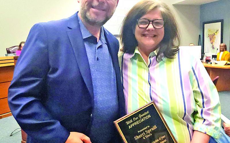 Former council member Sherry Spruill poses with Mayor Wesley Lyon