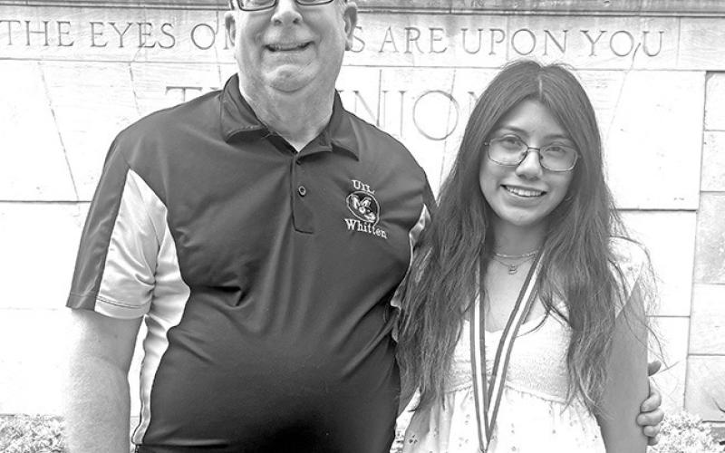 Brissia Alvarez (right) with MPHS News Writing coach, John Whitten Courtesy photo
