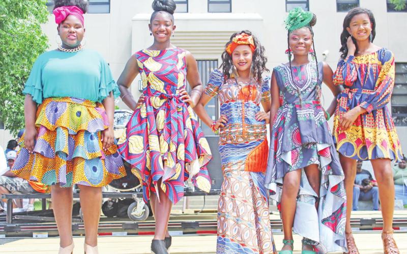 Miss Juneteenth contestants model in their African-inspired attire at the 2019 Saturday celebration. The pageant, designed for contestants in three categories ages 2-14, will be held again this year. COURTESY PHOTO