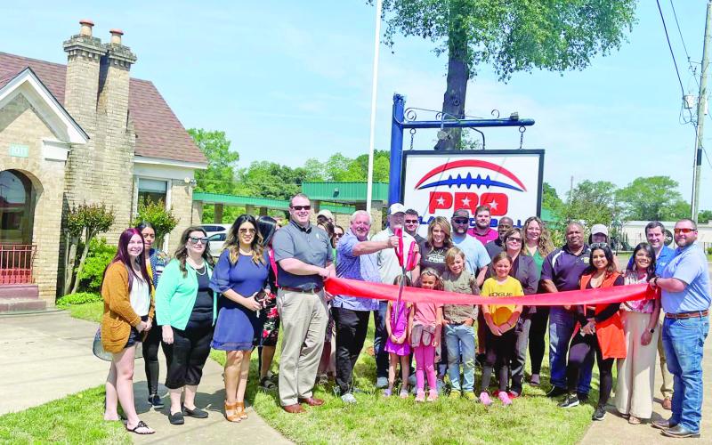 The Mount Pleasant Chamber of Commerce welcomed Pro Flag Football with a ribbon cutting May 3. Pro Flag Football is a flag football organization affiliated with and sanctioned by NFL Flag Football. Registration for teams for boys and girls ages 5-17 is ongoing and the first season begins in September. For more information or to register, call (903) 522-4005, visit www. ProFlagFootball.pro or email info@ProFlagFootball.pro. COURTESY PHOTO