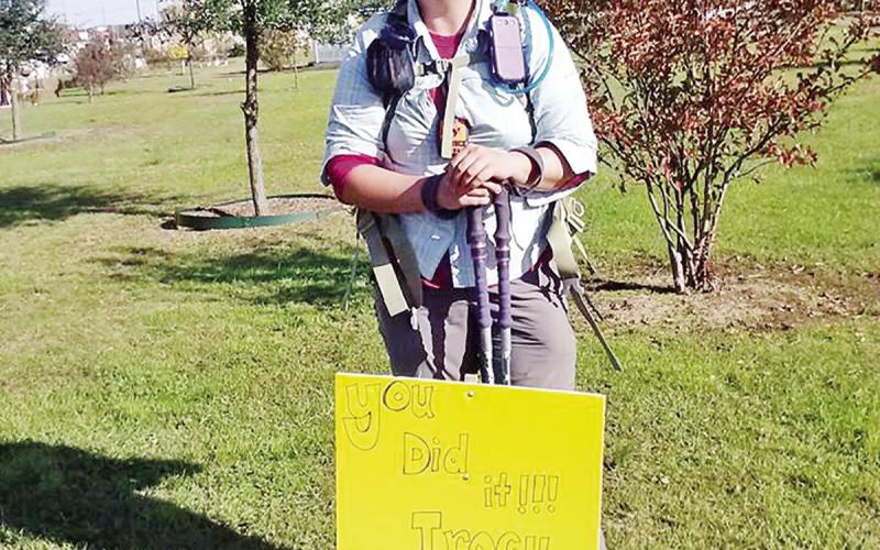 COURTESY PHOTO DeKalb native Tracy Rumsey was the first to complete the entire 130-mile trek of the Northeast Texas Trail, completing the feat in November of 2013. Rumsey hiked from Farmersville to the Trail Head Park in New Boston. With the new funds, the trail can be completed, opening the way