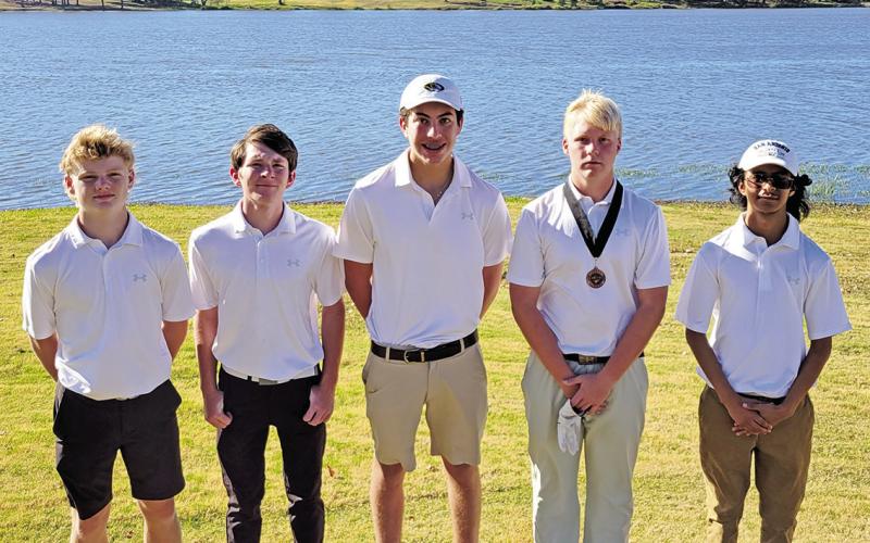 Tiger golf (L to R) Brandon Carter, Prestyn Joyner, Alessandro Greco, Jacob Baker, and Hector Sierra Rosales