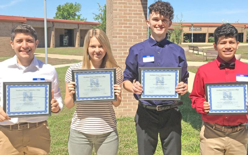 Poster contests winners are pictured (from left): Brian Ramirez, Maxime Risner, Cade Bennett, and John G. Rodriguez. COURTESY PHOTO