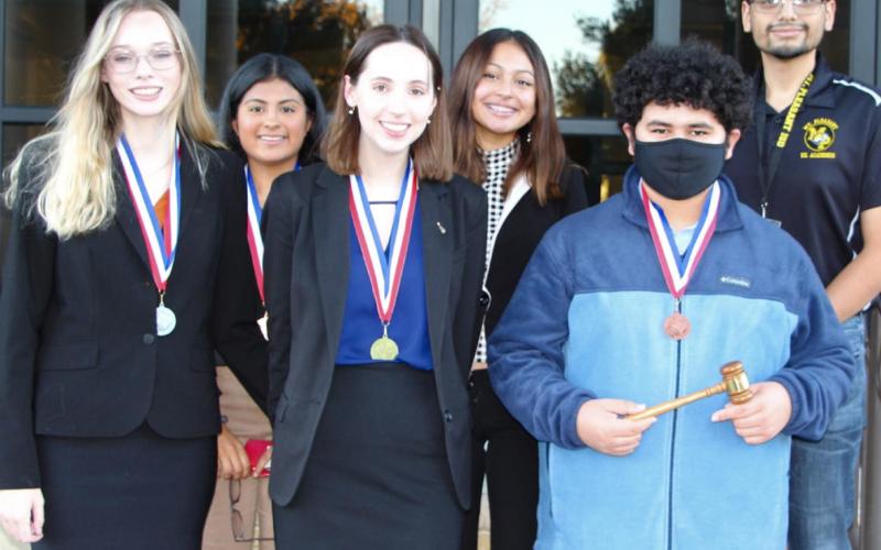 1st row: Taylor Hubbs, Connelly Cowan, Anthony Orellana; 2nd row: Merlin Cardona, Angie Hernandez, Coach Enrique Martinez COURTESY PHOTO