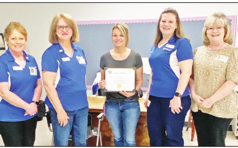 Shown are Becky Meriwhether, Lydia Grimes, Denise Davis, and Susan Old presenting Tess Alsup with the award at Harts Bluff on Thursday COURTESY PHOTO