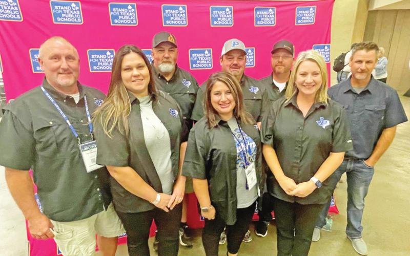 Pictured are members of Pewitt CISD’s School Board, also known as the “Team of Eight.” Members include Board President Michael Jarvis, Vice President Keith West, Secretary Tim Anderson, Superintendent Melissa Reid, and Boardmembers Jennifer Reynolds, Justin Green, and Lora Vissering. COURTESY PHOTO