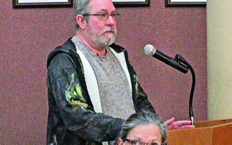 Terry Carter speaks during public comment.