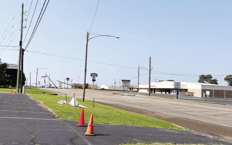 A severe thunderstorm with damaging, high speed winds and hail blew through Titus County late Thursday night into Friday morning causing downed power lines and trees, flooding and power outages. A portion of South Jefferson Avenue was closed — from Chester Street to Alexander Street. Service providers predict that many residents within the area — Titus County and beyond — could be out of power for days.