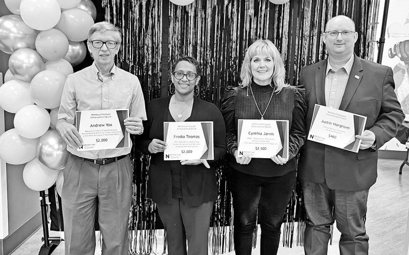 Winners of the 2022 Whatley Employee Enhancement Grant are (from left): Dr. Andrew Yox, Fredia Thomas, Cynthia Jarvis and Justin Hargrove. Not pictured is Melissa Fulgham, Melody Henry and Jim Ward. COURTESY PHOTO