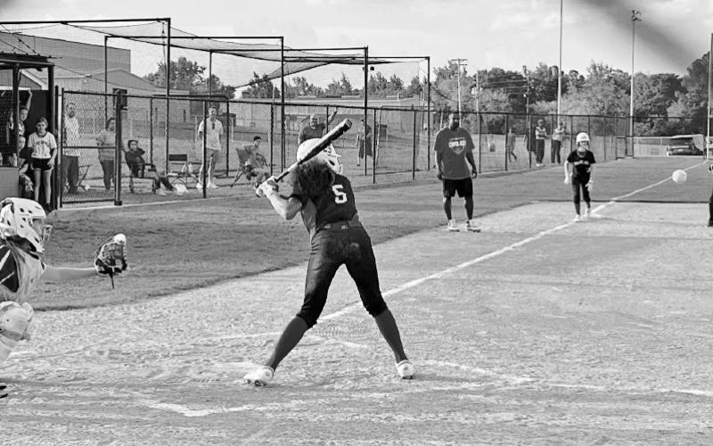 Kaylin Brannon at bat for the Lady Devils. COURTESY PHOTO