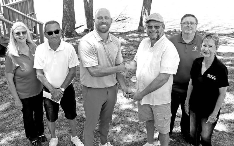 (L to R) Dayna Brownly, Jimmy Harbour, Ryan Dunavant, Mayor Wesley Lyon, Ross Hyde, Jaletta “Judi” Farmer