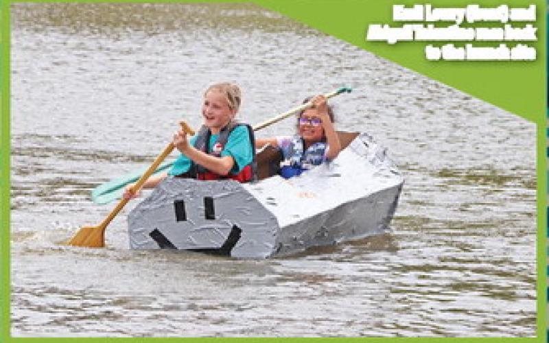 Karli Lowry (front) and Abigail Tolentino race back to the launch site