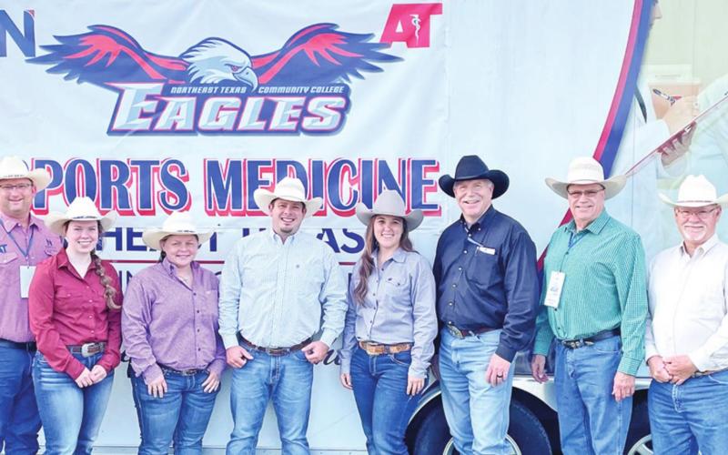 From left: Justin Hargrove (NTCC Athletic Trainer), Katie Cheatham (student), Stephanie Bridges, Forrest Bridges, Mandy Bibb, Red Ganus, Ross Bailey, and Mark Gilbert. COURTESY PHOTO