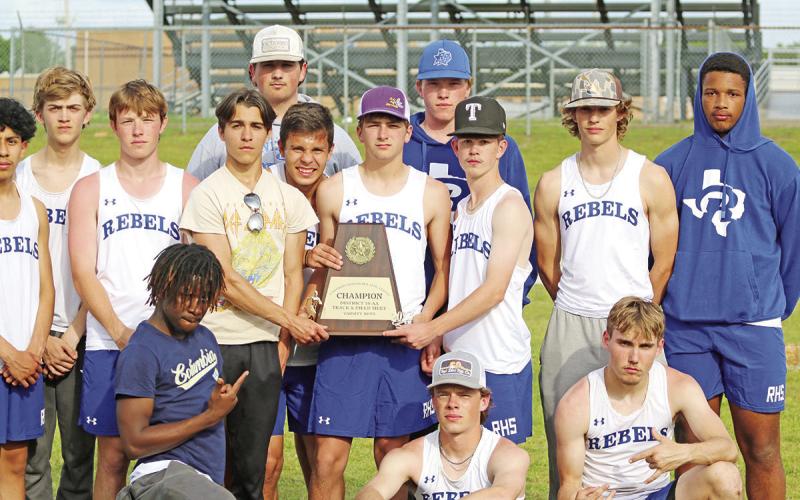 Rivercrest’s varsity boys claimed the district title at the meet. The Lady Rebels finished second in the varsity girls division and both Harts Bluff varsity teams finished fifth.