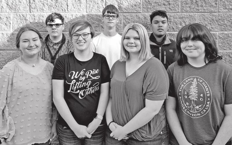 Leadership: Front row (left to right) - Madison Loffer, Morgan Jinks, Hailey Maiville, Callie Phillips. Back row (left to right)- Ethan Johnson, David Comer, Ismael Casas