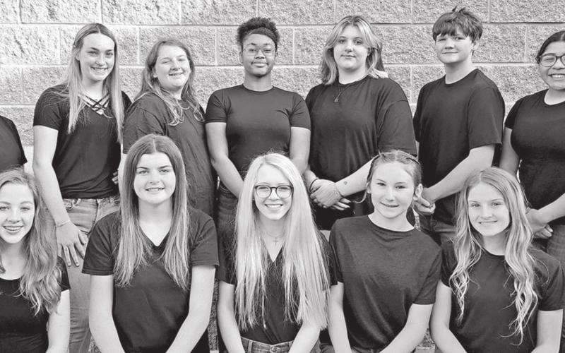 Color Guard: Front row (left to right)- Riyah Nelson, Katie Edmonson (co-captain 2), Cody Whitaker (Captain), Kelvey Nillson (co-captain 1), Zoe Chandler. Back row (left to right)- Hailey Hill, Addison Weaver, Emily Freeman, Sahara Massey, Harlee Torda, Brady Johnson, Yareli Noriega COURTESY PHOTOS